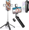 MQOUNY Mini iPhone Tripod Stand & Selfie Stick with Wireless Remote & Removable Light, Extendable Stand 360 Rotation Compatible with iPhone & Android Samsung (Black) by MQOUNY