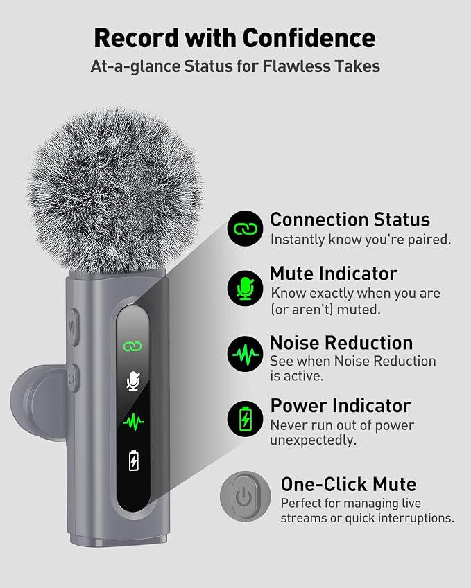 USB C Lavalier Microphone Wireless Mini Mic for Type-C Android Phone/Tablet/PC Video Recording Clip-on Mics with Rotatable Clip&Denoise Recording, Ideal for Vlog Tiktok Youtube Content Creator, Gray - Image 4