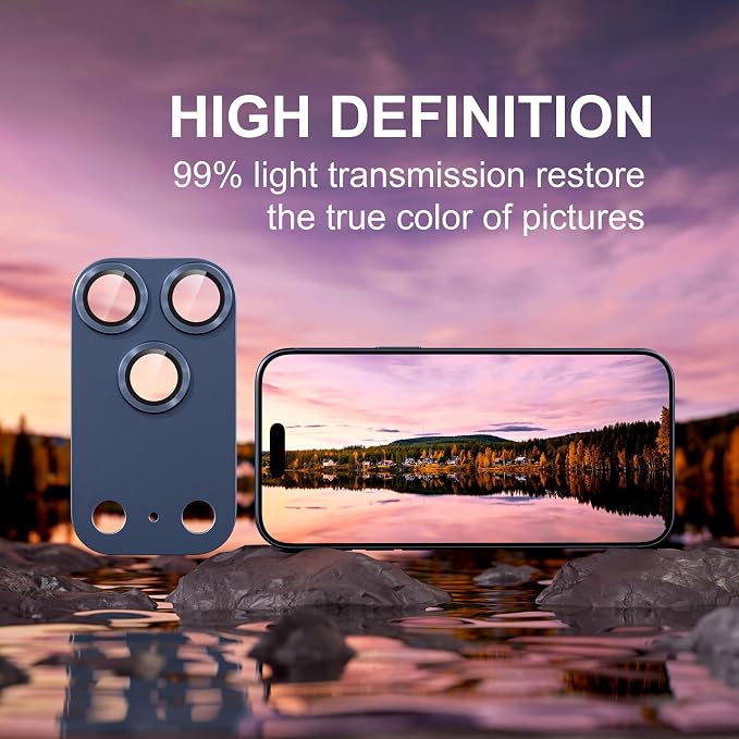for iPhone 17 Pro Camera Lens Protector, Deep Blue | [Military Grade Shatterproof] [Strong Adsorption] [Case Friendly] Matte Metal Tempered Glass Camera Screen Cover Accessories - Image 5