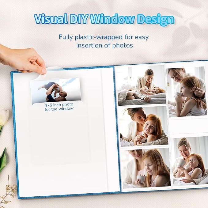 Artfeel Photo Album 4x6 with 600 Pockets,Slip-in Picture Albums,Linen Cover Memory Book with Front Window,White Page Vertical Photo Book for Wedding,Family,Anniversare,Baby,Vacation - Image 2