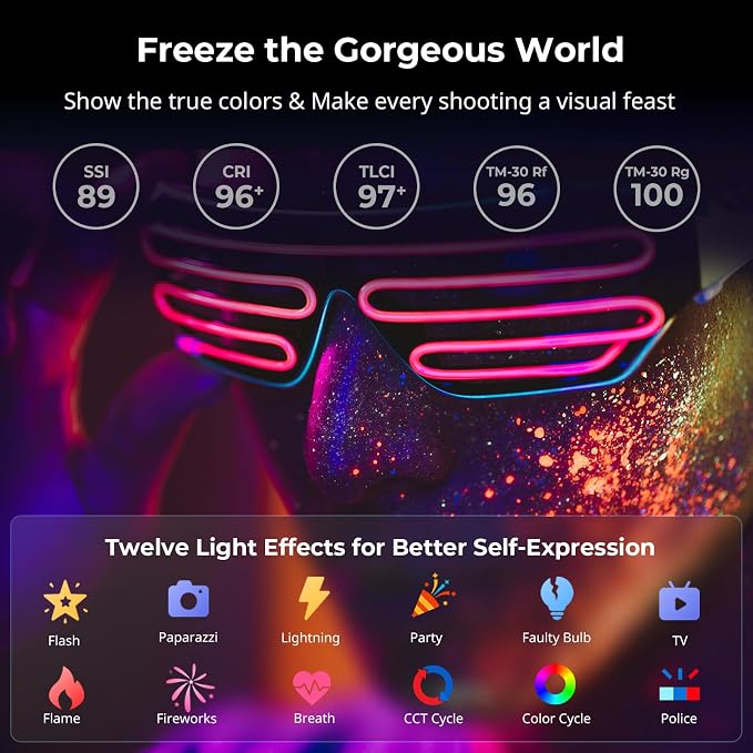 SmallRig RC 60C RGB LED Video Light, Portable Continuous Output Lighting | APP Control, 2500K-10000K, 3400mAh Battery, 45min Runtime, for Photography/Video/Studio, Lite Edition - Image 5