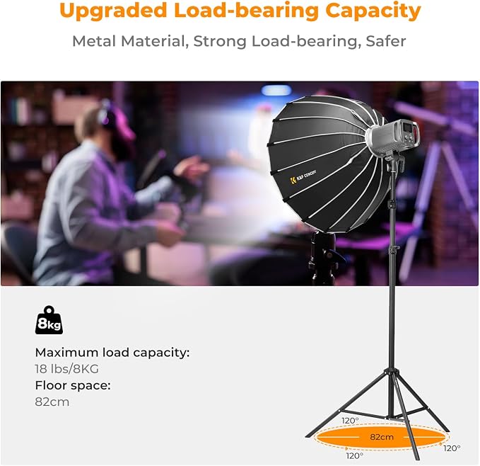 K&F CONCEPT Light Stand for Photography, 9.1ft/2.8M Extendable Tripod | Heavy Duty Light Stand Lighting Tripod with 1/4" Screw for Strobe Light/Webcams/Cameras/Softbox, TL03 - Image 6