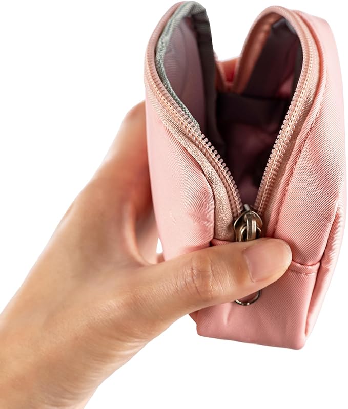 2-Piece Mini Pouch with Carabiner Clip, Unisex Small Organizer Case for Electronics, Makeup, and Accessories (Pink) - Image 5