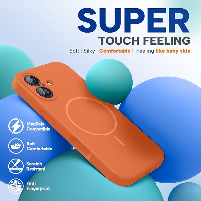 Miracase Silicone & Magnetic for iPhone 17 Case, Orange | Compatible with MagSafe, Silicone Camera Control Cover, Soft Microfiber Lining, Shockproof Drop Protection Phone Case for 17 - Image 5