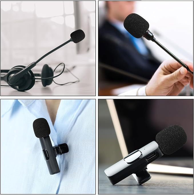 20pcs Headset Mic Foam Cover, Mini Microphone Windscreen Headsets Small Mic Covers for Office Call Center and Stage Pop Filter (Black) - Image 5
