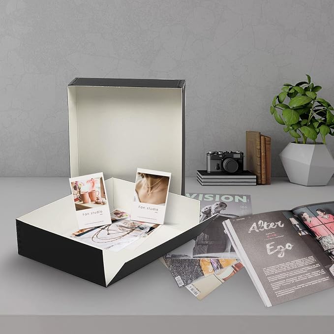 Lineco Drop Front Archival Storage Box, 8.75x10.75x3 in, Black, 2 Pack | Acid-Free with Metal Edge, Preserves Picture Longevity, Organize Photos, Newspapers, Prints, Documents, Crafts, DIY - Image 7