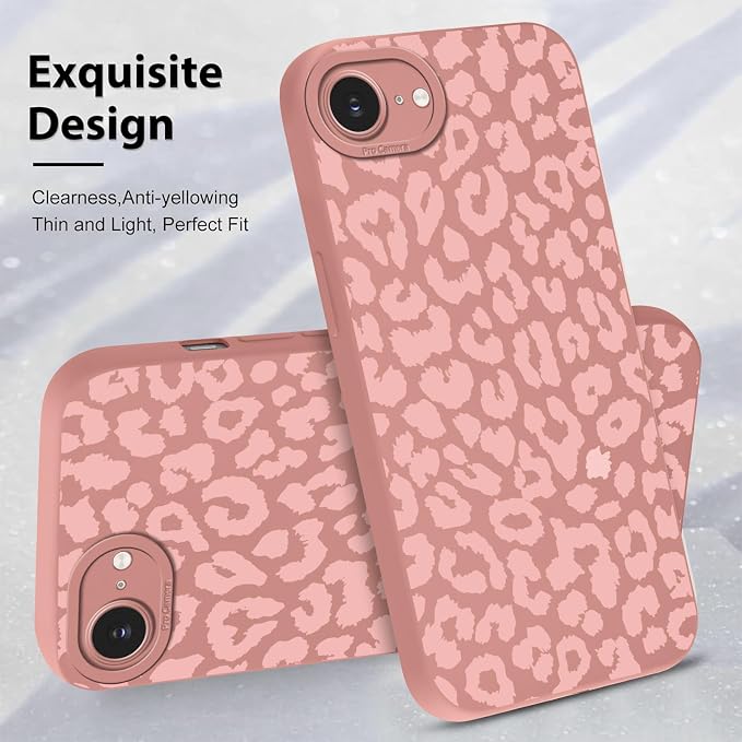 Cute Pink Cheetah Print Phone Case for iPhone 16e / 17e 6.1" | Aesthetic Leopard Pattern Design Cover Full Camera Lens Protective Shockproof Soft Slim TPU Funda for Women Girls - Image 4