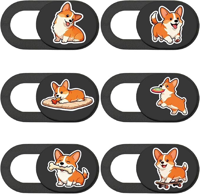 6Pcs 6 Styles Cute Camera Cover Slide Corgi Camera Cover Dogs Design Privacy Guard Webcam Protector for Laptop Desktop Computer Tablet Phone Notebook Mini PC Accessories Home Office Use by PRESSINART