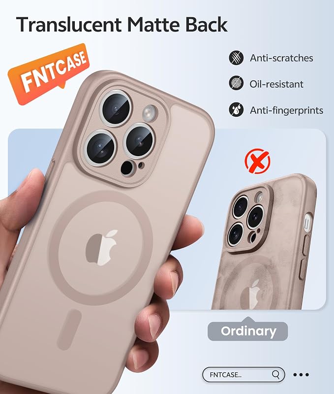 FNTCASE for iPhone 14 Pro Case, Compatible with Magsafe, Screen Protector | Full Camera Protection, Translucent Matte, 14FT Military Grade Drop Proof, Shockproof Protective Phone Cover, Desert Gold - Image 7