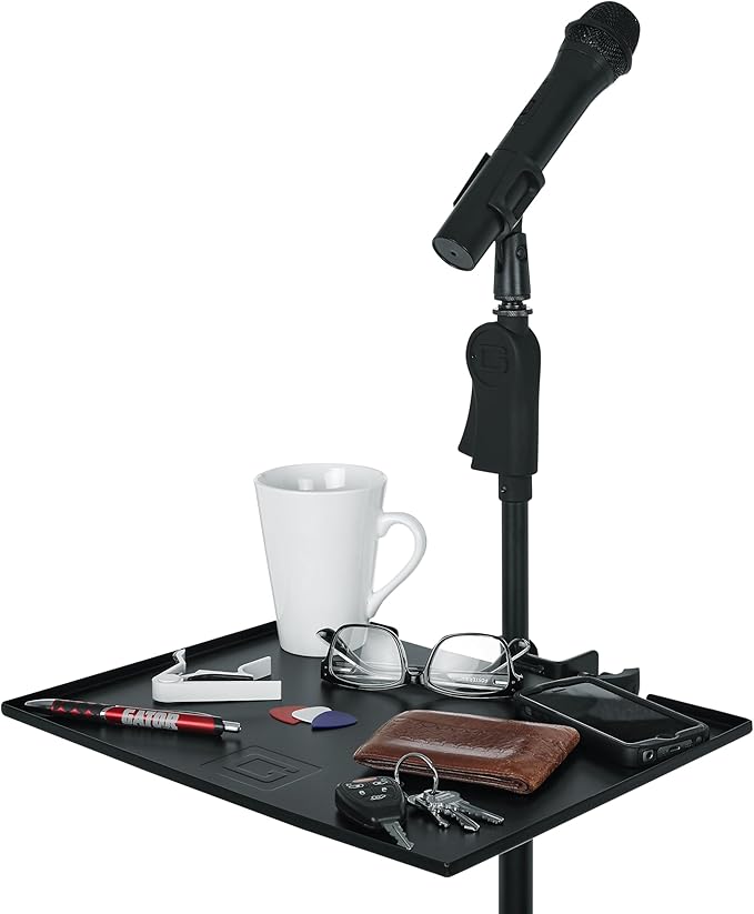 Gator Frameworks 11 x 15" Mic Stand Utility Shelf (GFW-SHELF1115) | Clamps to Most Microphone Stands, 10 lb. Weight Capcity, Keeps Accessories within Reach - Image 4