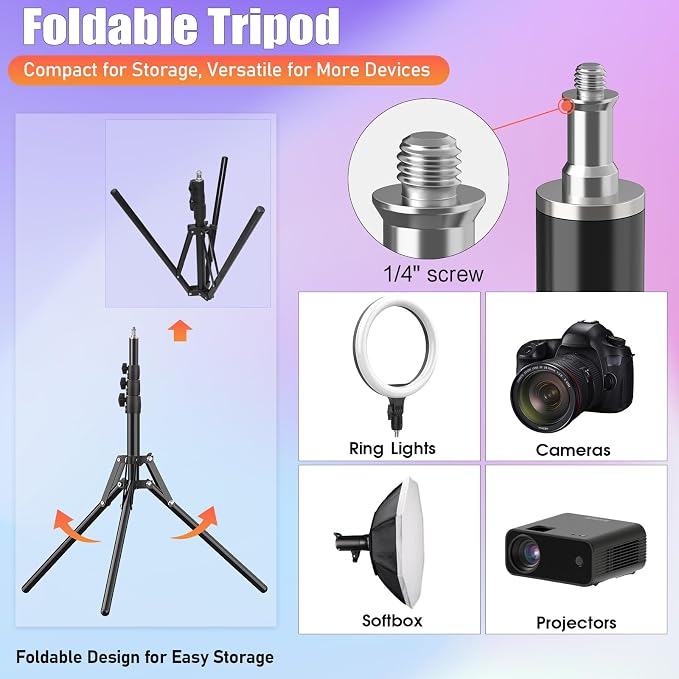 14'' Selfie Ring Light with 63'' Tripod Stand & Phone Holder, Dimmable LED Phone Ring Light for Video Recording/Live Streaming/Makeup/YouTube/TikTok, Circle Light with Remote for Phone&Camera - Image 5