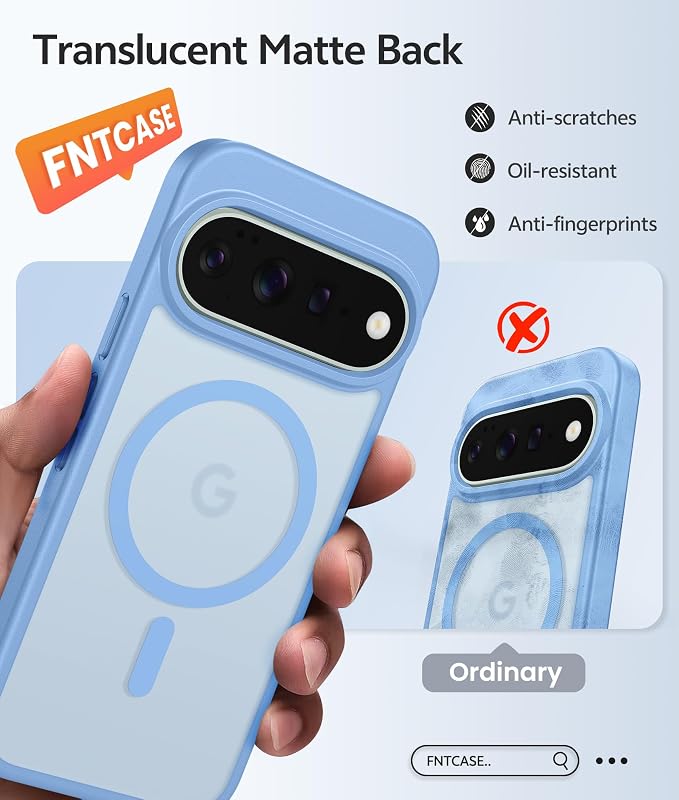 FNTCASE for Google Pixel 11 Pro Case / Pixel 11 Case, with Screen Protector | Fit for Magsafe, Translucent Matte, 14FT Military Grade Drop Protection, Shockproof Protective Phone Cover, Light Blue - Image 7