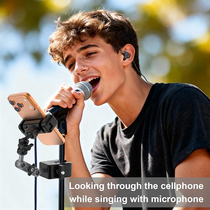 Mic Stand Phone Holder,2-Stage Magic Arm Super Clamp Phone Clip for Microphone Stand, Flexible Adjustable iPhone Music Stands Mount for iPhone17 16 15 14 13 12 11 Galaxy Nexus LG All Smartphones - Image 4