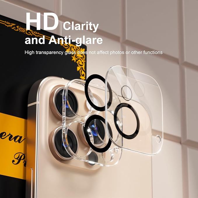 for 6 Pack iPhone 16 Pro/ iPhone 16 Pro Max Camera Lens Protectors, Clear | [Drop Protection] [Case Friendly] [Easy Installation] 9H Tempered Glass Camera Screen Protector Cover Accessories - Image 7