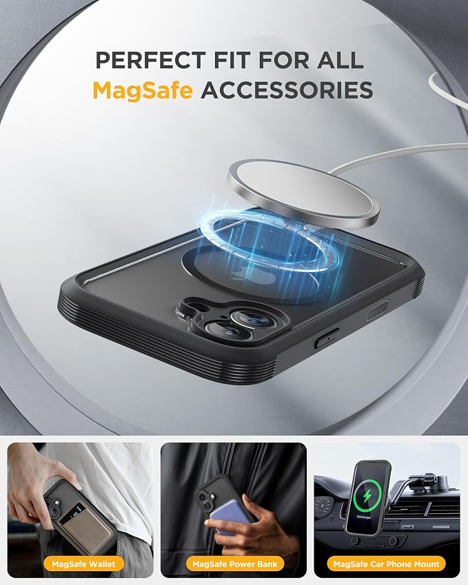 Miracase for iPhone 17 Case with Privacy Screen Protector, Black | Compatible with MagSafe, 360° Full Body Protection, Full Camera Protection, Military-Grade Shockproof Phone Case 6.3" - Image 6
