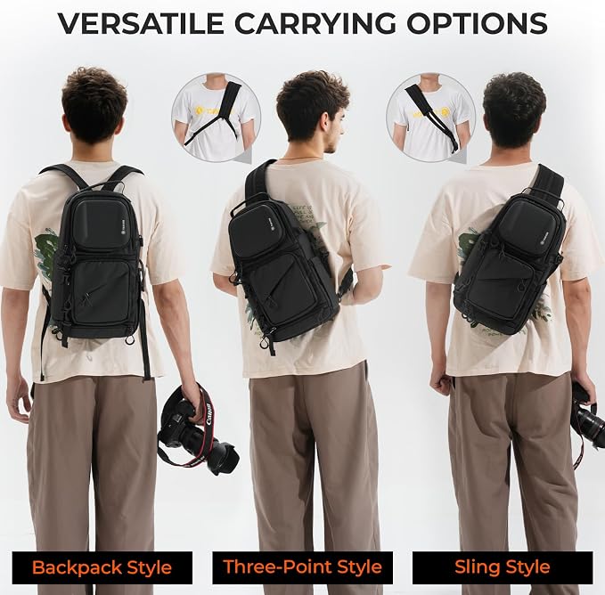 TARION 2-in-1 Camera Backpack & Shoulder Sling Bag Compact 9L Black TR-S | Dual Strap Convertible, Side Access, Waterproof Raincover, for Travel Photography, for DSLR SLR Mirrorless Cameras Drone - Image 3