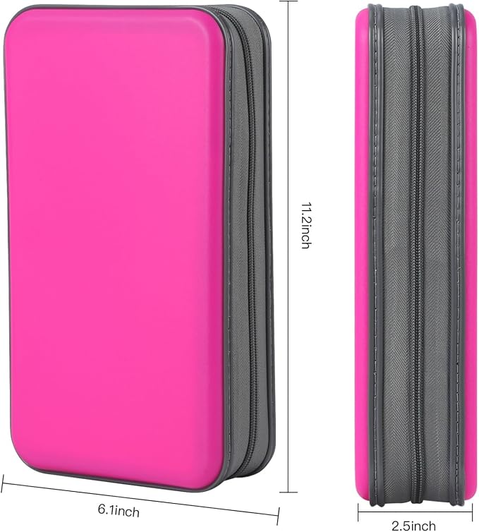 alavisxf xx CD Case, 96 Capacity Hard Plastic Organizer Wallet for Car | CD DVD Holder, Portable Hand Strap, Zipper Closure, Anti-Slip Scratch-Resistant Sleeves, Disc Storage, for Home Office Travel - Image 4