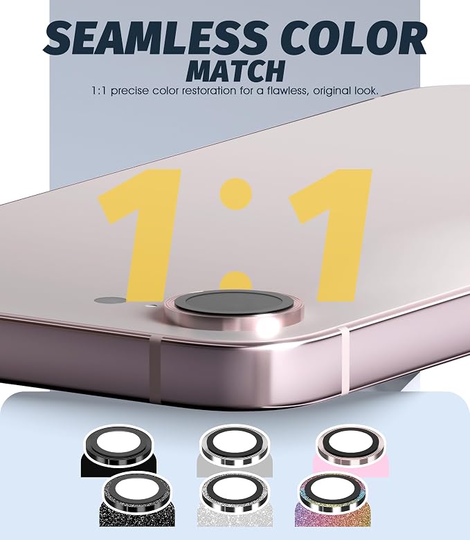 (3 Pack) Orzero Camera Lens Protector for iPhone 17e / iPhone 16e, [EZ Install] [Case-Friendly] 9H Tempered Glass CD Pattern Lens Cover Accessories, Military-Grade Shockproof, HD Clarity Anti-Glare - Pink - Image 4