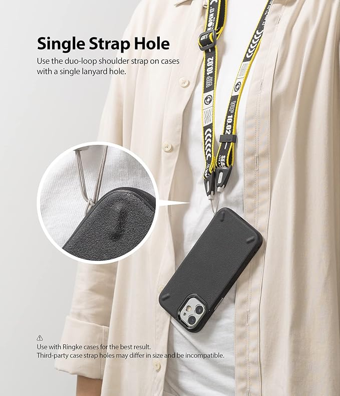 Ringke Phone Lanyard for iPhone 17 Pro Max and Most Smartphones [One-Touch Buckle] Shoulder Strap Adjustable Sturdy Universal Phone Crossbody Neck Lanyard for Travel Essentials - Ticket Band Black - Image 8