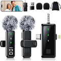 Microphone for iPhone & Android, Wireless Mini Microphone | Battery Display, Clear Voice, Noise Cancelling, 3 in 1 Lavalier Mic for TikTok, YouTube & Interviews, Dual Mic by Unknown