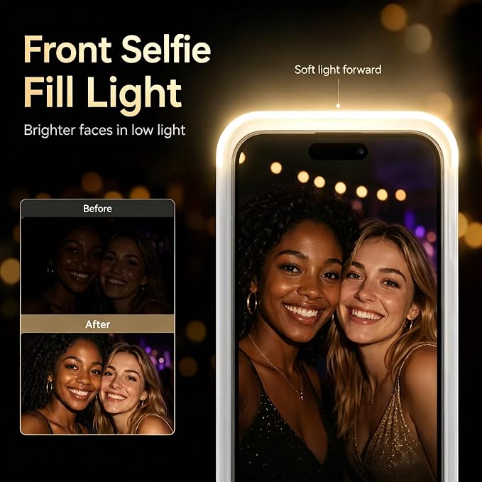 for iPhone 16 Case with Selfie Light, 3 Color Modes (Blue) | Compatible with MagSafe,Brightness Control, Memory Setting, USB-C Light Charging, Cable Included - Image 2