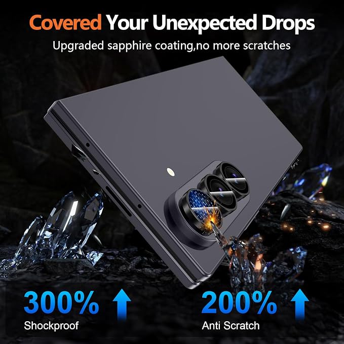 for Samsung Galaxy Z Fold 8 Ultra Camera Lens Protector, Individual Metal Ring Tempered Glass Lens Cover, [Strong Adsorption] Scratch Resistant Ultra-Thin HD Clear Lens Cover, 1 Set-Black Ring - Image 5