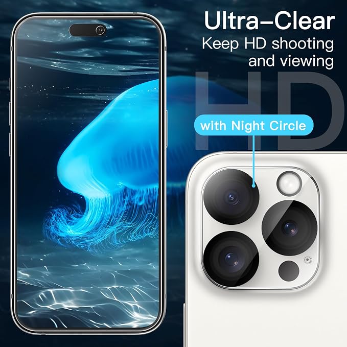JETech Screen Protector for iPhone 15 Pro, 2+2 Pack | with Camera Lens Protector, HD Clear Tempered Glass, Anti-Scratch Protection, Easy Installation Tool - Image 6