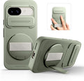 SURITCH for Google Pixel 9a Case with 360° Rotatable Hand Strap Phone Grip Holder & Invisible Kickstand & Slide Camera Cover, Slim Rugged Shockproof Protective Cover for Pixel 9a, Green by SURITCH