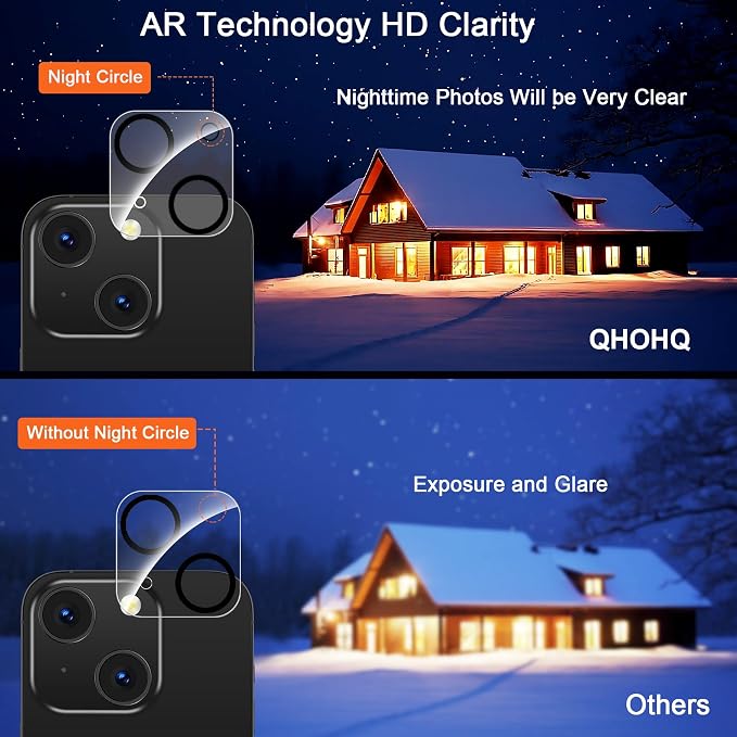 QHOHQ 3 Pack Screen Protector for iPhone 15 [6.1 Inch] with 3 Pack Camera Lens Protector, Tempered Glass Film, HD Clear, 9H Hardness, No Bubbles, Case Friendly - Image 7