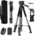 K&F CONCEPT 75" Aluminum Camera Tripod, Lightweight and Compact for Travel | Compatible with Canon Nikon DSLR Camera, Cellphone Clip and Remote Control for Shooting and Video Recording S255A3+BV01 by KFCONCEPT