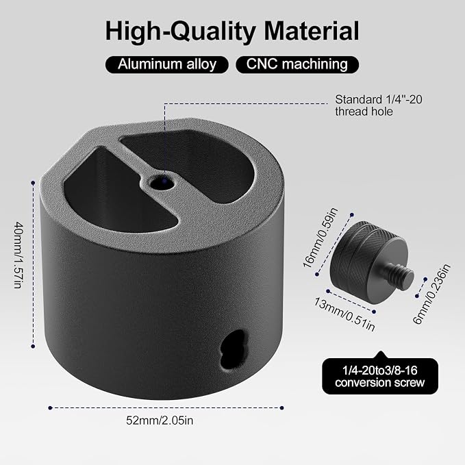 Starlink Mini Tripod Adapter Fits 2026-2024 Mini Pipe Mount, CNC Aluminum | 1/4''-20 & 3/8"-16 Thread, Starlink Mini Accessories for Quick Release Plates, Tripods, Clamps, Ram and Ball Mounts - Image 4
