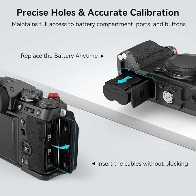 SMALLRIG Handgrip L-Shape Grip for FUJIFILM X-T5 with Shutter Button, Black | Built-in Quick Release Plate for Arca, 1/4"-20 holes, ergonomic silicone grip - Image 6
