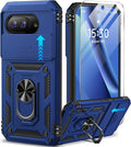 Taisairu for Google Pixel 10A Case with Screen Protector & Slide Camera Lens Cover,Built-in 360°Rotate Magnetic Ring Stand Shockproof Protective Phone Case for Google Pixel 10A Case (Blue) by Taisairu