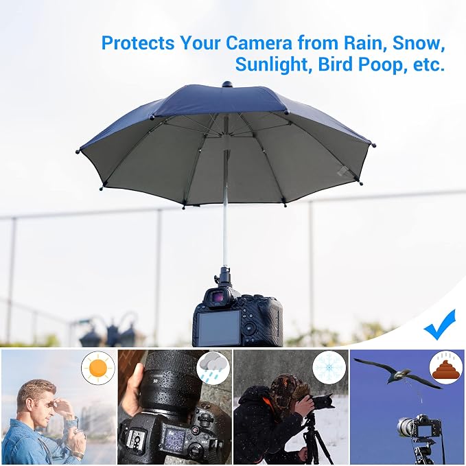 DSLR Mirrorless Camera Hot Shoe Umbrella Sunshade Rain Cover Protector | 360°Adjustable,Camera Umbrella for EOS R100 R50 R8 R7 R10 R6M2 R6V R5 C Rebel T8i T7 90D A7RVI A7RV A7IV A7S III Z5 Z6 Z7II - Image 4