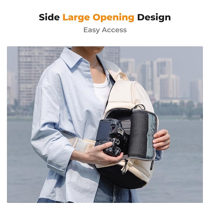 K&F CONCEPT Camera Sling Bag, Compact Crossbody Backpack, 10L | Fits Mirrorless & Small DSLR. Water-Repellent Twill Fabric. 5 Removable Dividers. Adjustable Strap 20.5–39.8 in. BS11 - Image 2