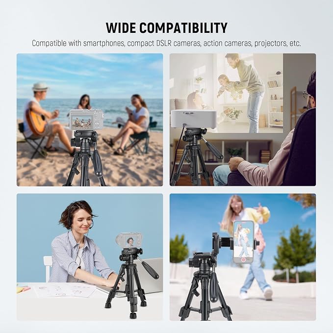 NEEWER Basic Mini Desk Tripod for iPhone & Camera with 3 Way Pan Tilt Head, Handle & Remote, Metal Portable Table Top Video Phone Tripod with 1/4" Plate for DSLR Camera Camcorder, Max Load 13lb, TP02 - Image 6