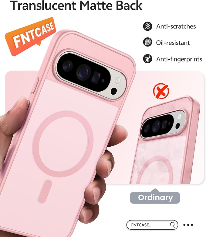 FNTCASE for Google Pixel 10 Pro XL / 9 Pro XL Case, Compatible with Magsafe | Screen Protector, Translucent Matte, 14FT Military Grade Drop Protection, Shockproof Protective Phone Cover, Light Pink - Image 6