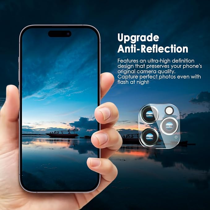 FanTEK Camera Lens Protector Compatible with iPhone 15 Pro / 15 Pro Max, 9H Tempered Glass Camera Screen Cover, Ultra HD Clear Acrylic Full Coverage Guard, Case Friendly - Image 5