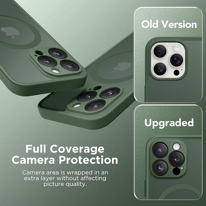 CAPRARO for iPhone 14 Pro Case, Compatible with MagSafe | Upgraded [Full Camera Protection] Shockproof Protective Slim Translucent Matte Magnetic Phone Case 6.1'', Deep Green - Image 6