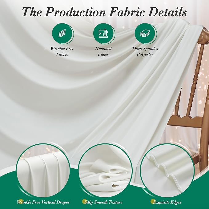 50 ft x 10 ft Wrinkle Free Ivory Backdrop Curtain for Wedding Parties, Fabric Ivory Photo Backdrop Drapes 10 Panels 5x10ft for Baby Shower Photoshoot Engagement Birthday Party Photography Background - Image 4