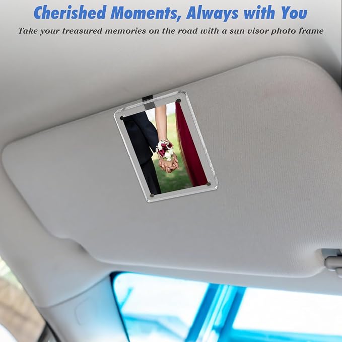 1797 Car Visor Clip Photo Holders 2 Pack, Cute Personalized Gifts for Her Him Mom Dad Wife Husband Girlfriend Boyfriend, Magnetic Picture Frame fit Polaroid & Wallet Photos 3.5 x 2.4 inch - Image 2