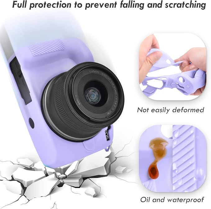 Rieibi EOSR50 EOS R50 Case, Soft Silicone Protective Case for Canon EOS R50 EOSR50 Vlogging Camera, Lightweight EOS R50 Camera Case Grip Cover Body Skin - Purple - Image 4
