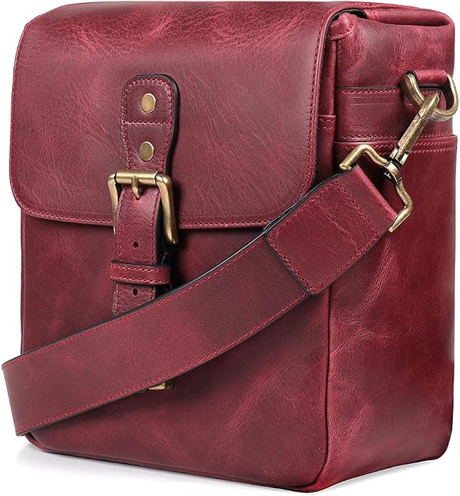 MegaGear Genuine Leather Camera Messenger Bag Mirrorless Portable electronic device cover by MegaGear