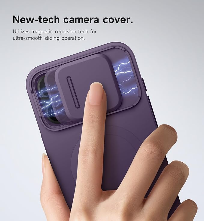 SURITCH for iPhone 16 Pro Max Case with Magnetic Camera Slide Cover and Adjustable Kickstand, Compatible with MagSafe, Shockproof Bumper Case Slim Protective Cover 6.9 Inch, Dark Purple - Image 4