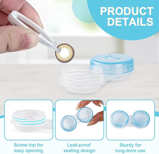 50 Pack Contact Lens Cases, Transparent Contact Cases Bulk in 5 colors, Cute Contact Lenses Case Leak-proof, Eye Contact Case for Home and Travel - Image 3