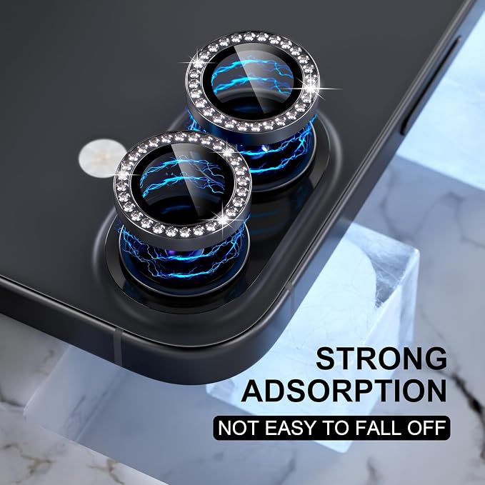 Choiche for iPhone 17 Camera Lens Protector Bling, Diamond-Black | Ultra HD, 9H Tempered Glass Camera Cover Screen Protector Metal Individual Ring Decoration Accessories, 2-Lens, 6.3-inch - Image 6