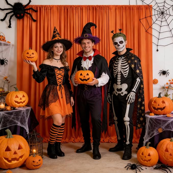 10ft x 10ft Orange Backdrop Curtains for Parties, Polyester Fabric Backdrop Drapes with Rod Pockets for Weddings, Birthday, Halloween, Photography, Christmas Party Background Curtain, 2 Panels - Image 6