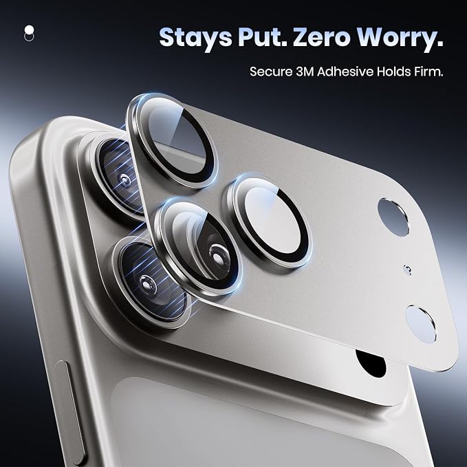 for iPhone 17 Pro Max Camera Lens Protector - 12FT Shatterproof | Military Grade Protection, Strong Adsorption, 9H+ Tempered Glass Camera Screen, Full Protective Cover, Case Friendly, Gray - Image 5