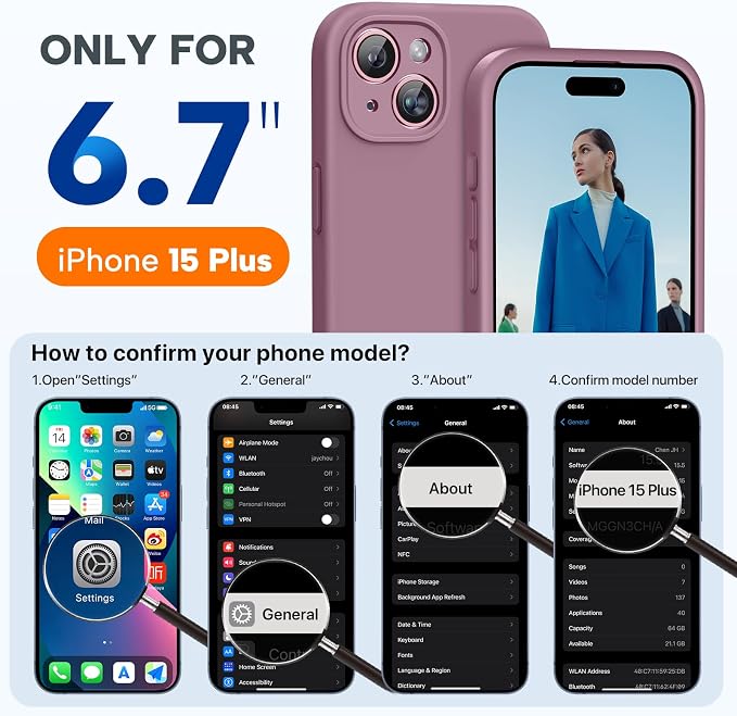 Miracase Silicone for iPhone 15 Plus Case, Blackcurrant | Liquid Silicone Gel Rubber, Shockproof Drop Protection Phone Case for iPhone 15 Plus 6.7 inch, Anti-Scratch Microfiber Lining - Image 2