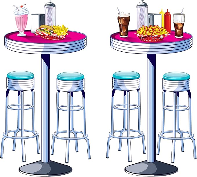 Soda Shop Tables & Stools Props Party Accessory (1 count) (2/Pkg) by Beistle
